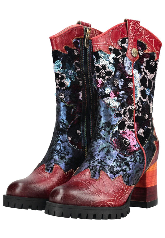 Laura Vita Stiefel Leder/Textil Rot