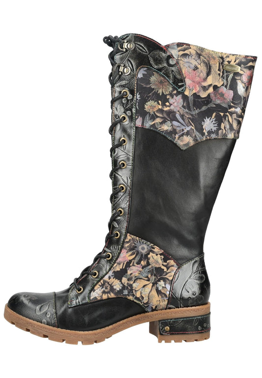 Laura Vita Stiefel Leder/Textil Schwarz Kombi