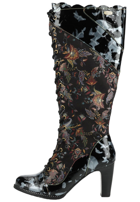 Laura Vita Stiefel Leder/Textil Schwarz Kombi