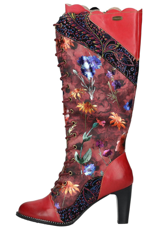 Laura Vita Stiefel Leder/Textil Weinrot