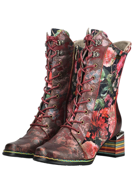 Laura Vita Stiefel Leder/Textil Weinrot