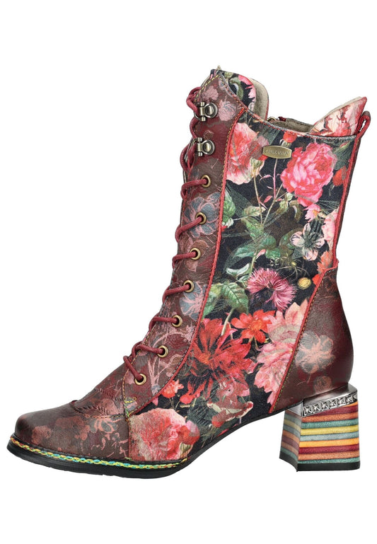 Laura Vita Stiefel Leder/Textil Weinrot