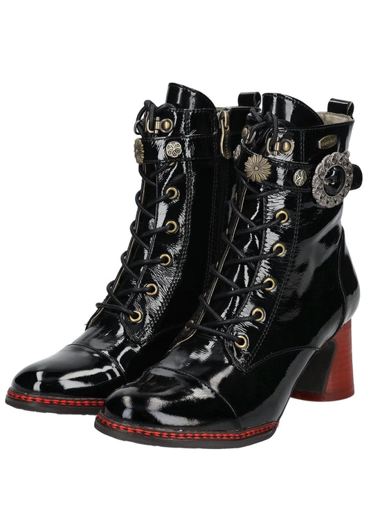 Laura Vita Stiefelette Leder Schwarz Lack
