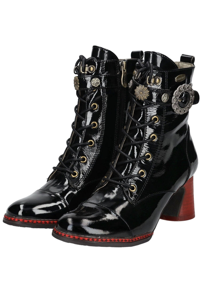 Laura Vita Stiefelette Leder Schwarz Lack
