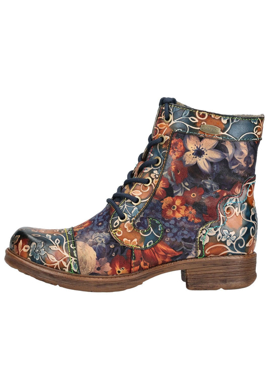 Laura Vita Stiefelette Leder/Textil Blau/Rot