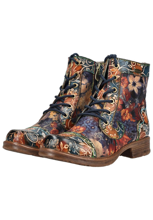 Laura Vita Stiefelette Leder/Textil Blau/Rot