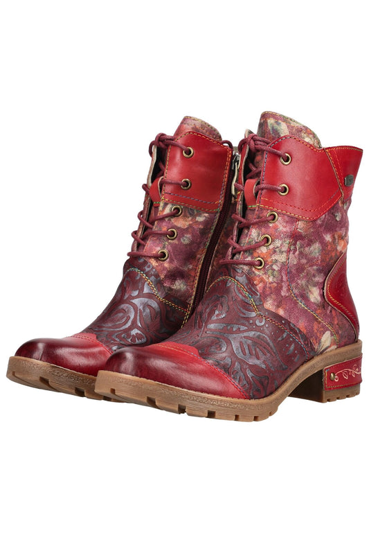 Laura Vita Stiefelette Leder/Textil Rot Kombi