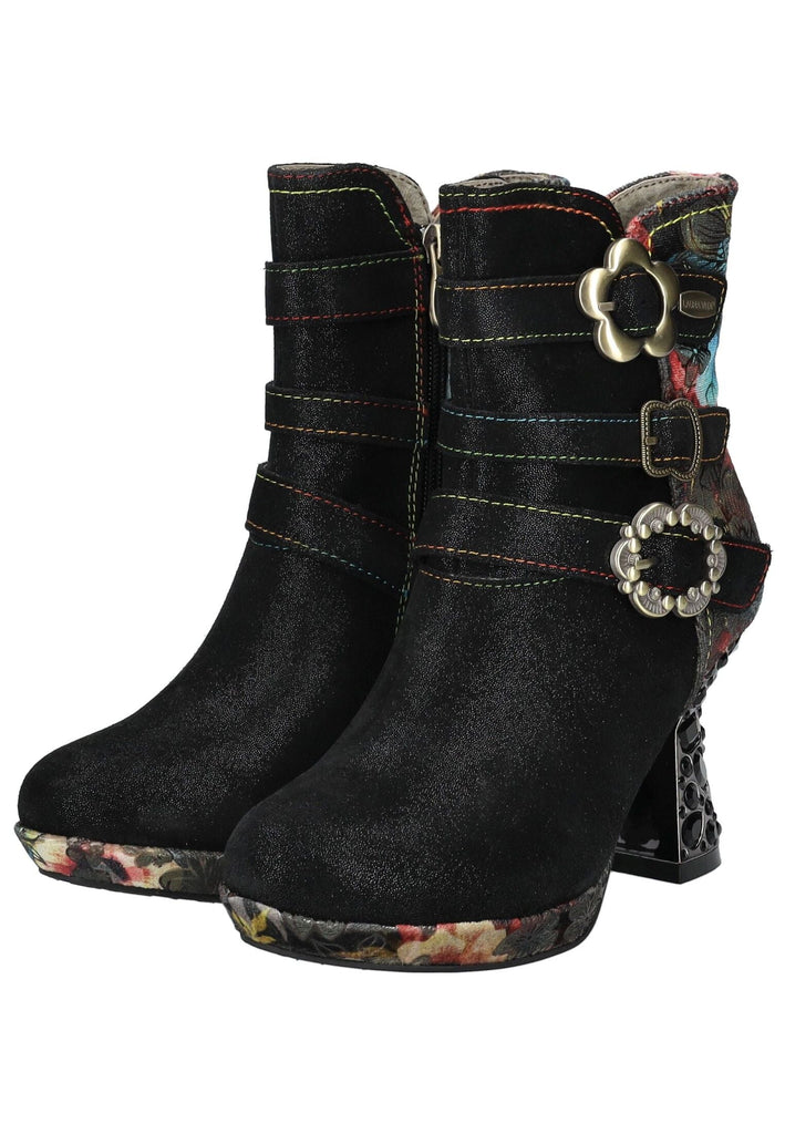 Laura Vita Stiefelette Leder/Textil Schwarz Kombi