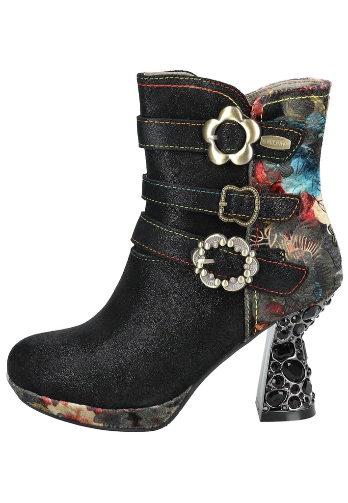 Laura Vita Stiefelette Leder/Textil Schwarz Kombi
