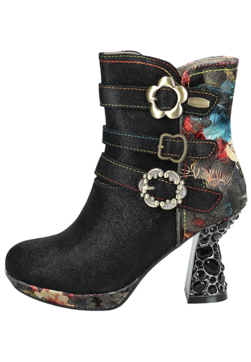 Laura Vita Stiefelette Leder/Textil Schwarz Kombi