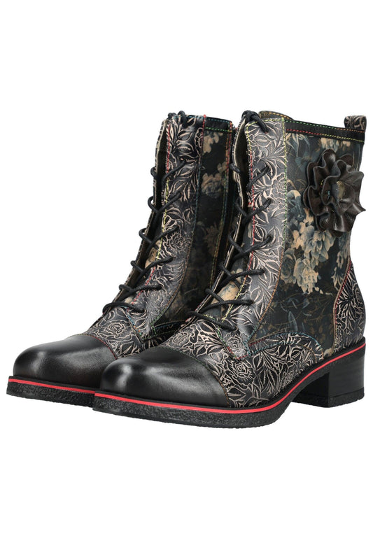 Laura Vita Stiefelette Leder/Textil Schwarz Kombi