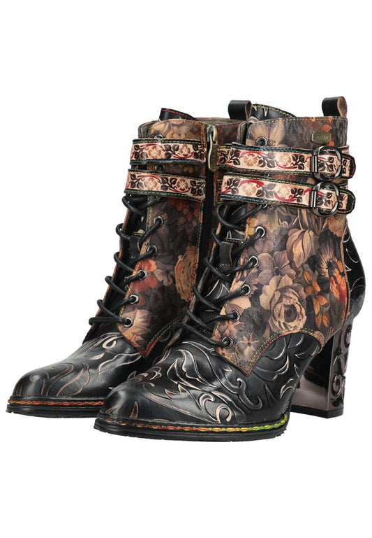 Laura Vita Stiefelette Leder/Textil Schwarz Kombi
