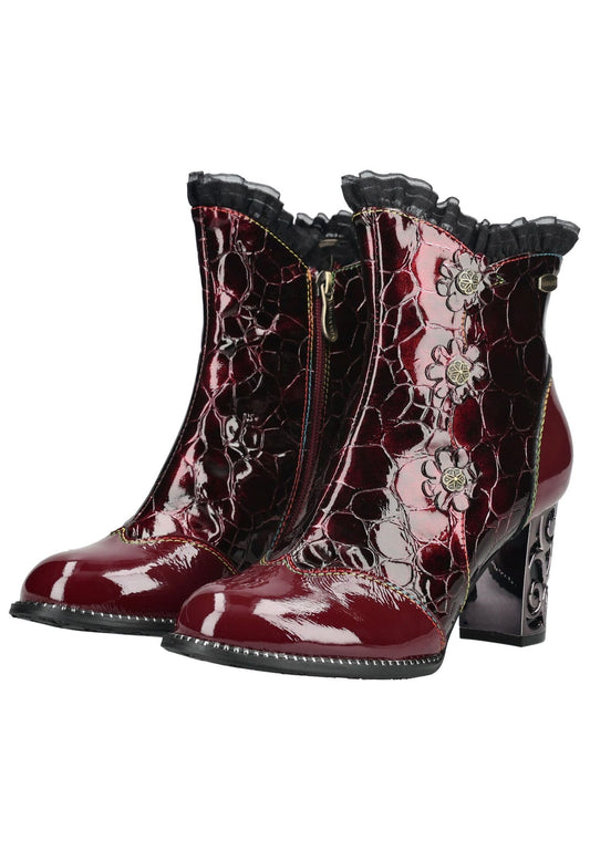 Laura Vita Stiefelette Leder/Textil Weinrot