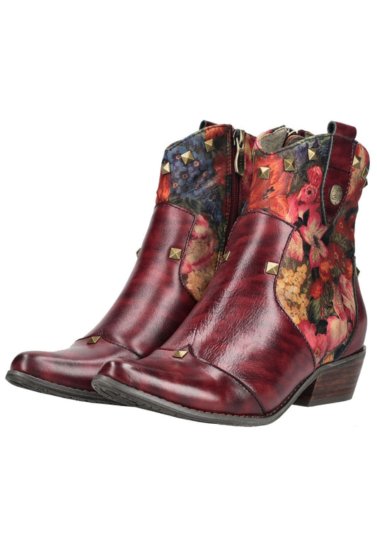 Laura Vita Stiefelette Leder/Textil Weinrot