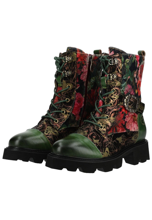 Laura Vita Stiefelette Lederimitat/Textil Grün/Kombi