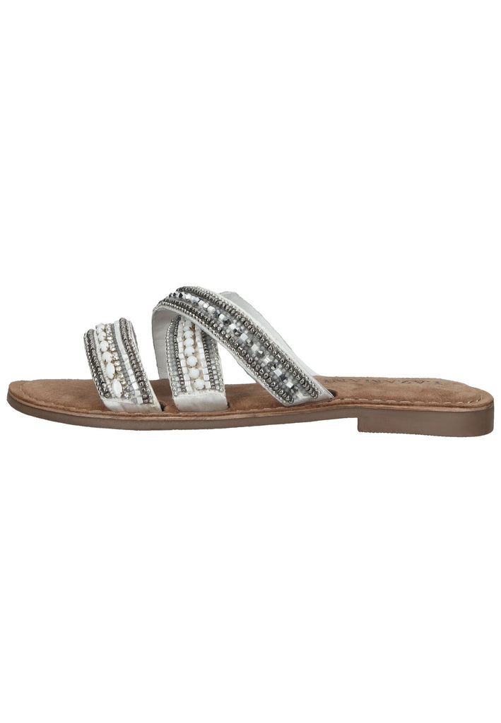Pantoletten Lazamani Pantoletten Leder Weiß/Silber