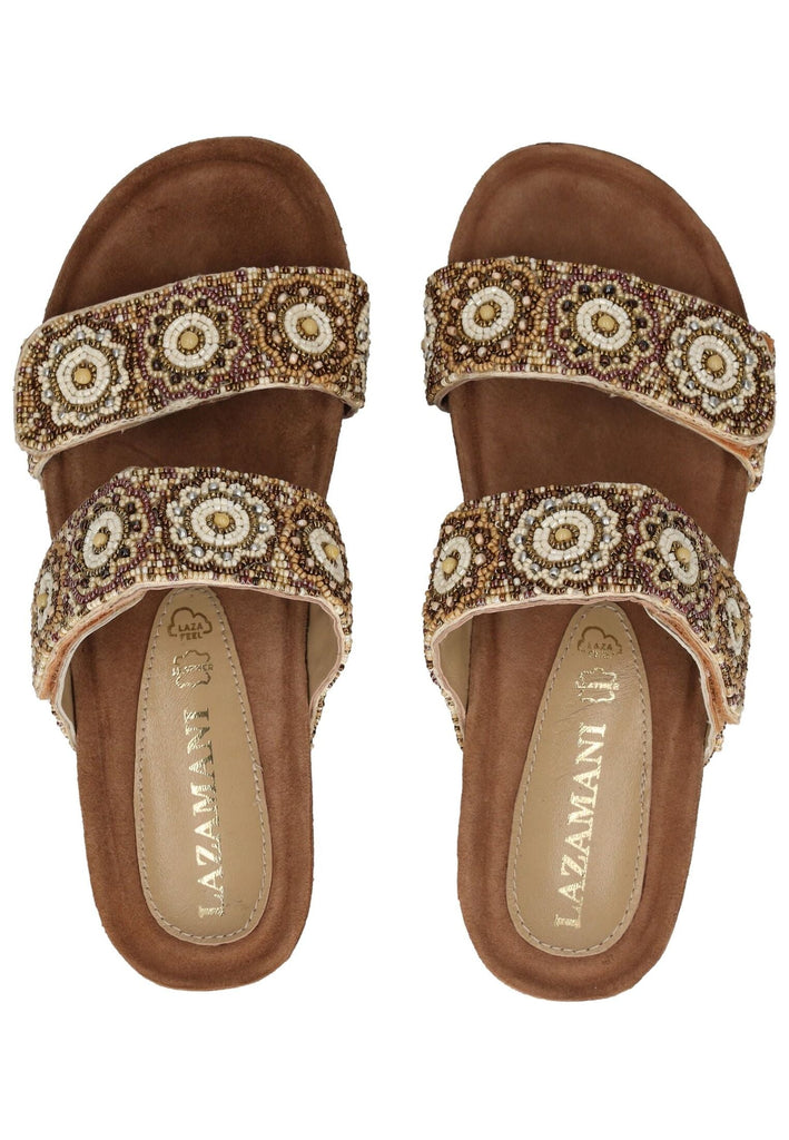 Lazamani Pantoletten Leder Beige