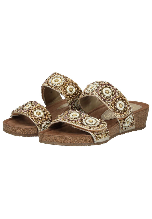 Lazamani Pantoletten Leder Beige