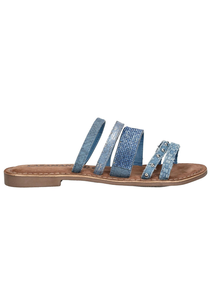Lazamani Pantoletten Leder Denim