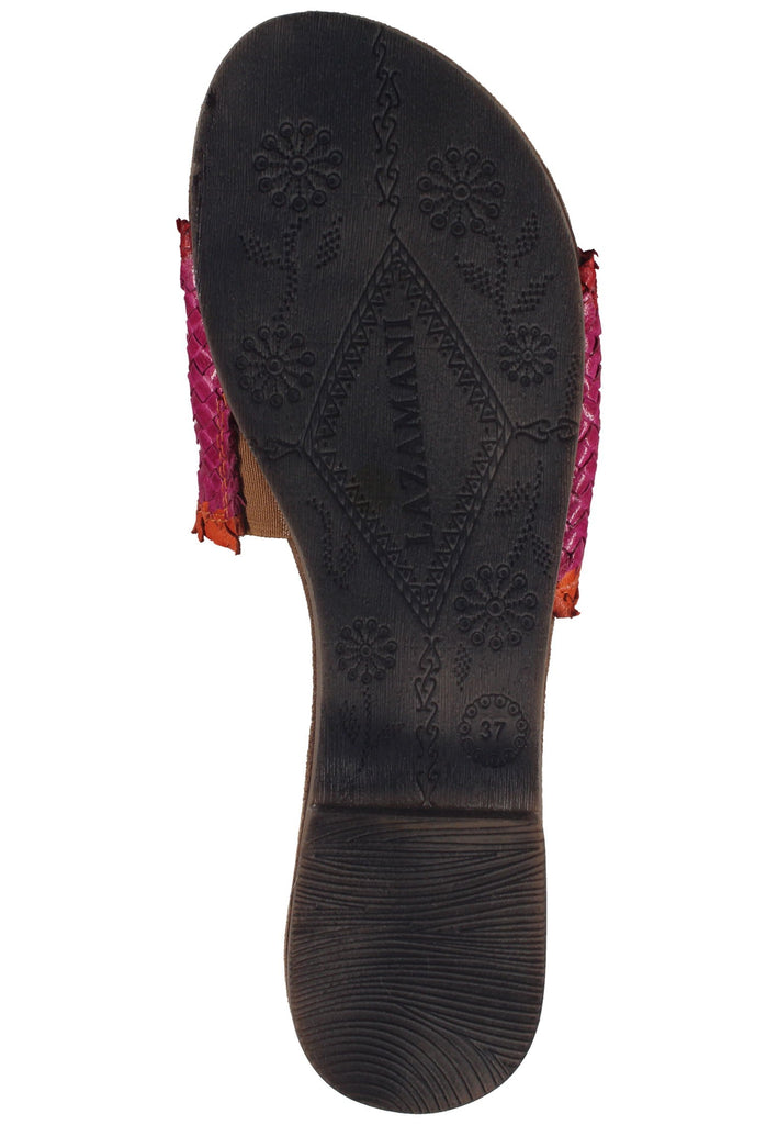 Lazamani Pantoletten Leder Fuchsia