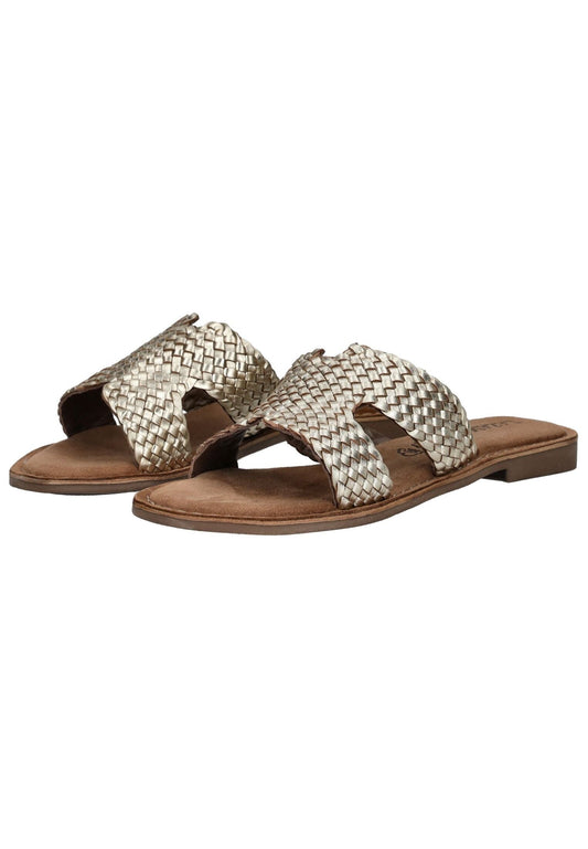 Lazamani Pantoletten Leder Gold