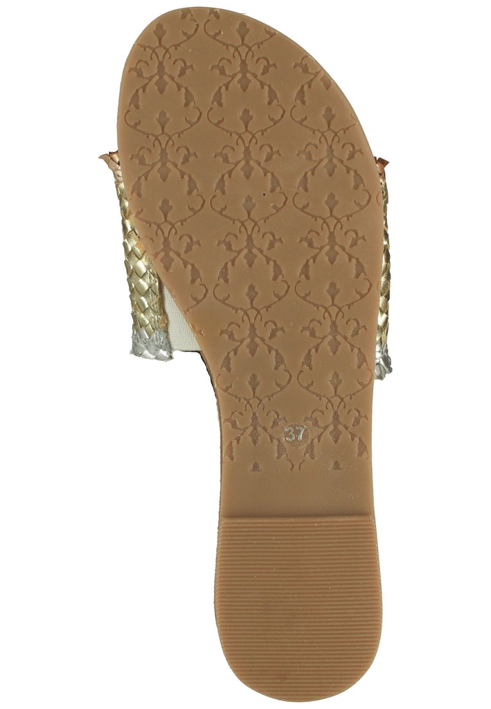 Lazamani Pantoletten Leder Gold