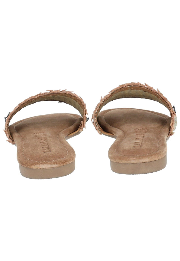 Lazamani Pantoletten Leder Gold/Schwarz