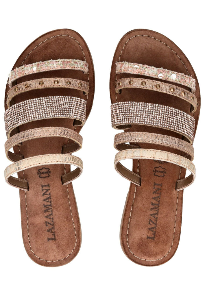 Lazamani Pantoletten Leder Rose