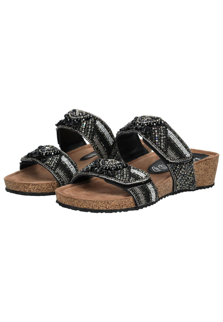 Lazamani Pantoletten Leder Schwarz