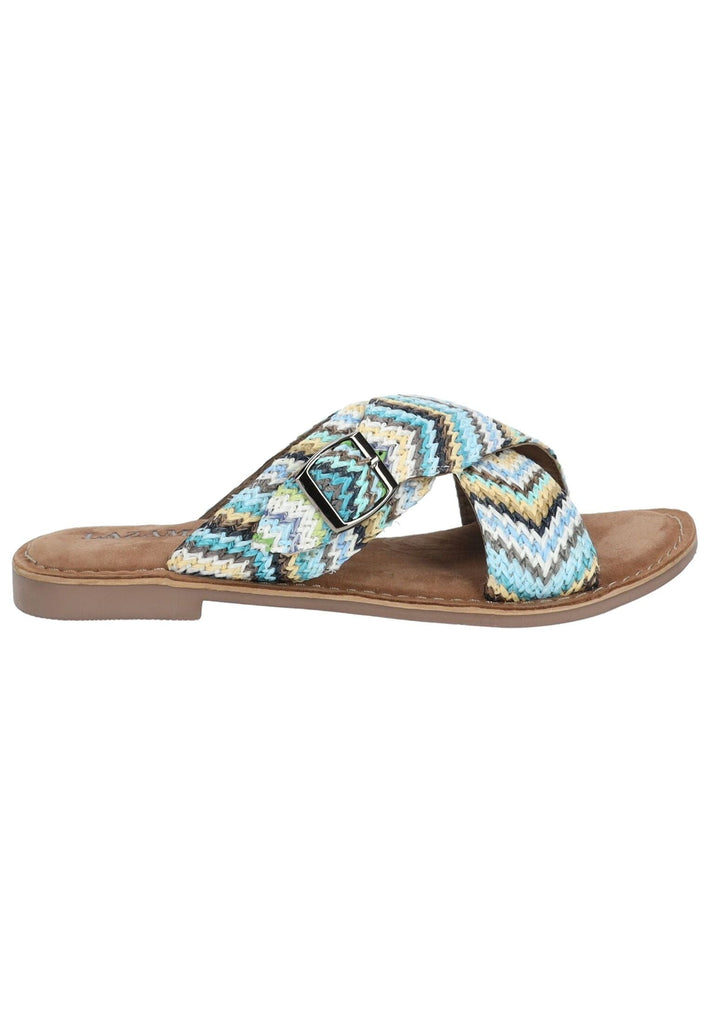 Lazamani Pantoletten Leder/Synthetik Blau/Multi