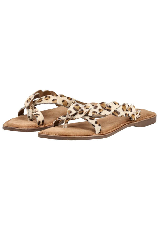 Lazamani Pantoletten Leder/Textil Leopard