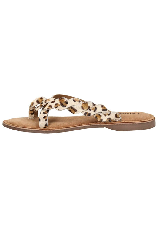 Lazamani Pantoletten Leder/Textil Leopard