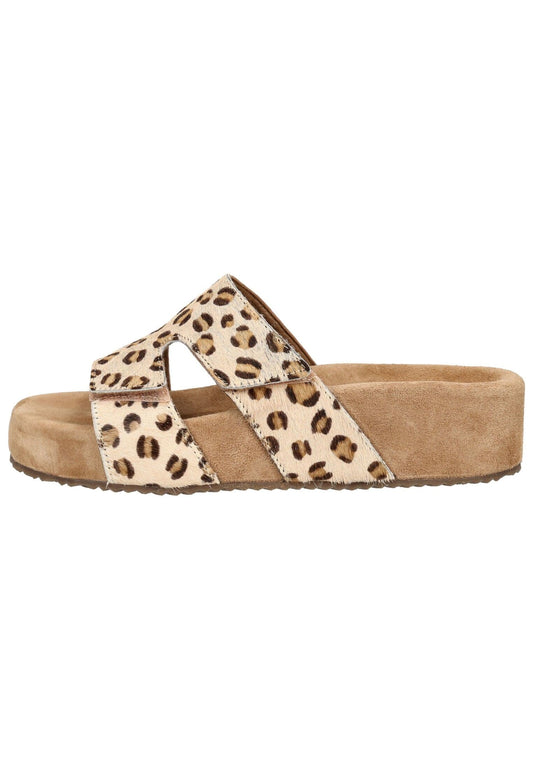 Lazamani Pantoletten Leder/Textil Leopard