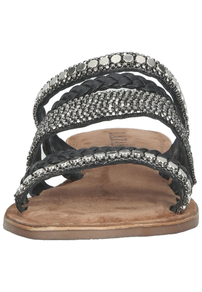 Lazamani Pantoletten Leder/Textil Schwarz