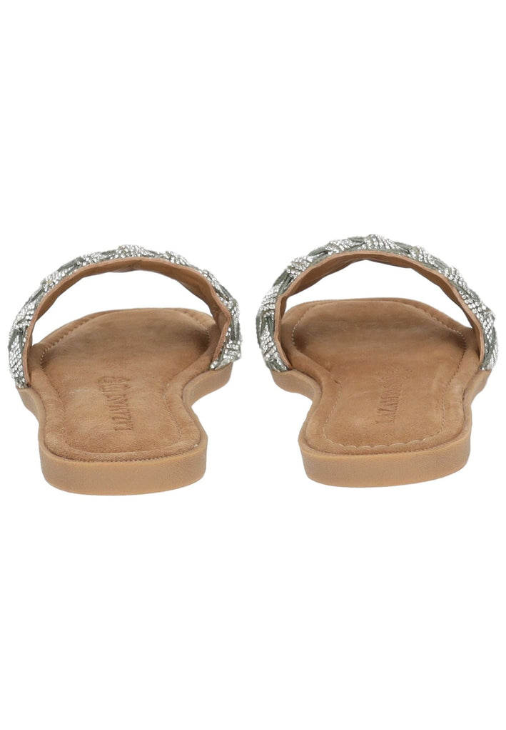 Lazamani Pantoletten Leder/Textil Silber