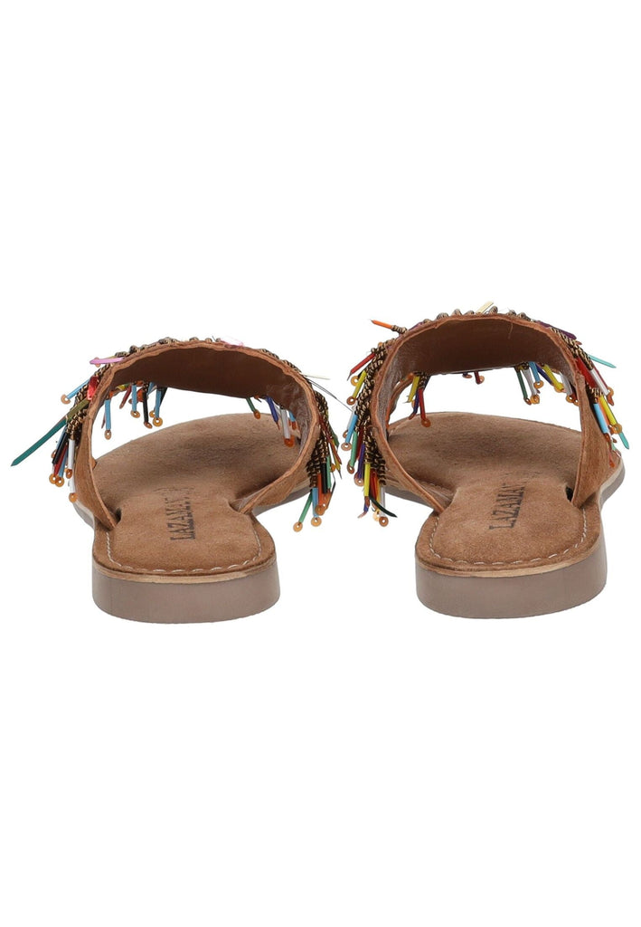 Lazamani Pantoletten Leder/Textil Tan
