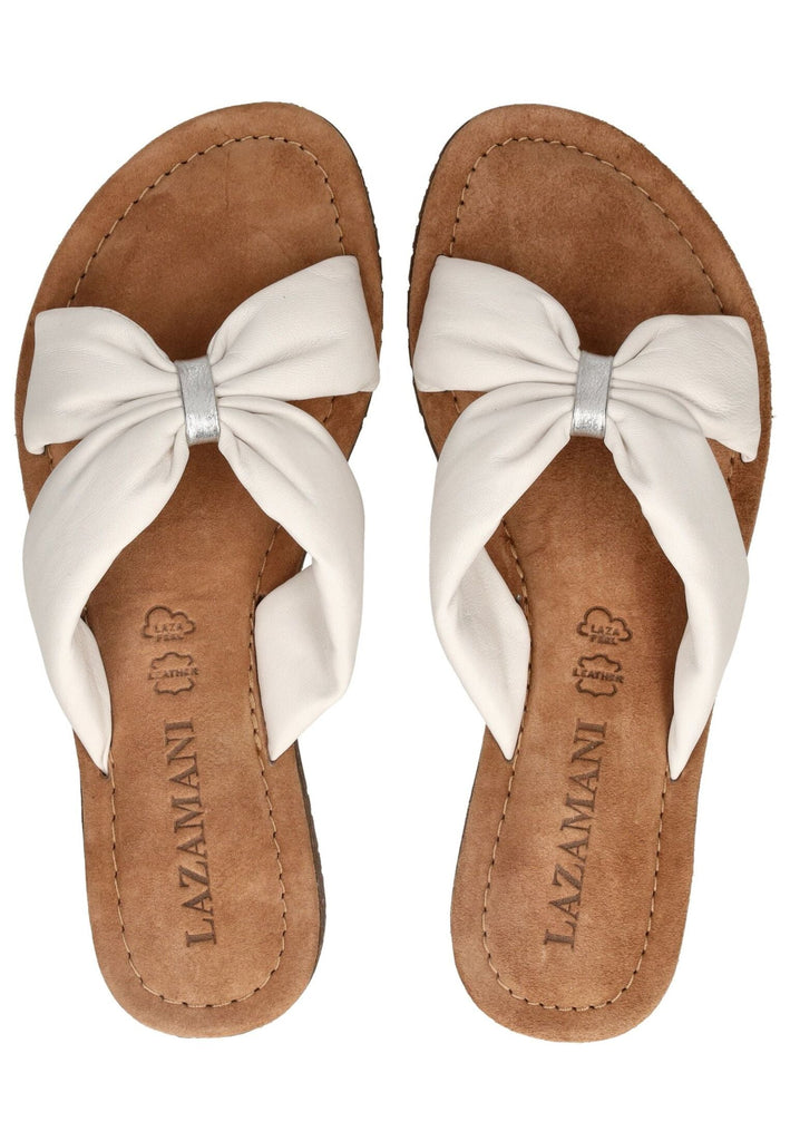 Lazamani Pantoletten Leder Weiß