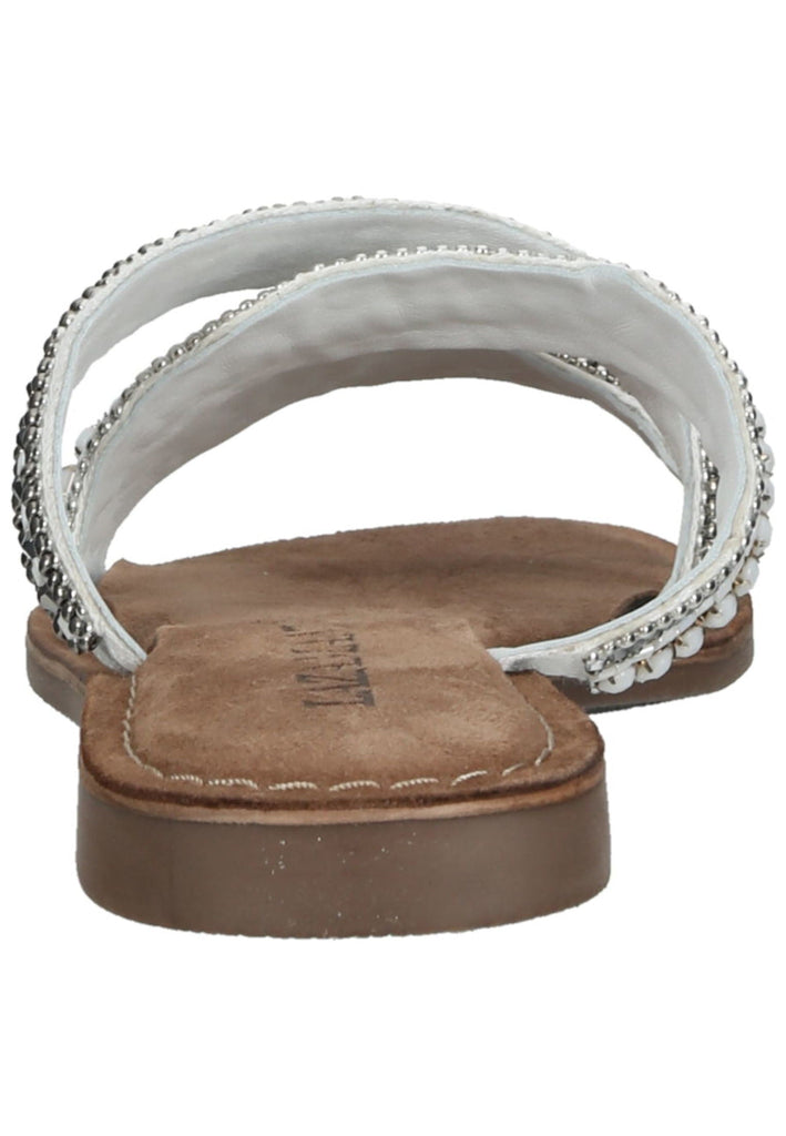 Lazamani Pantoletten Leder Weiß/Silber