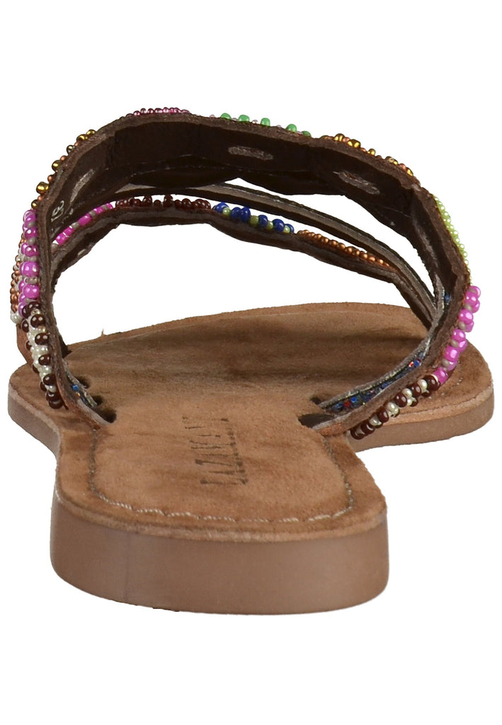 Lazamani Pantoletten Lederimitat/Textil Braun