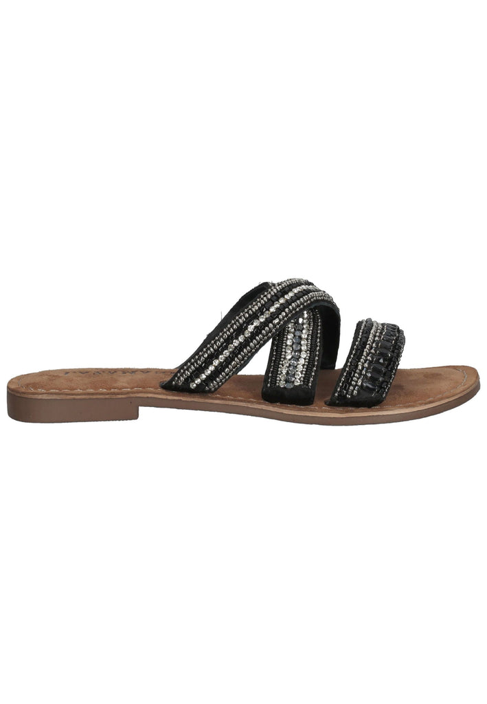 Lazamani Pantoletten Lederimitat/Textil Schwarz