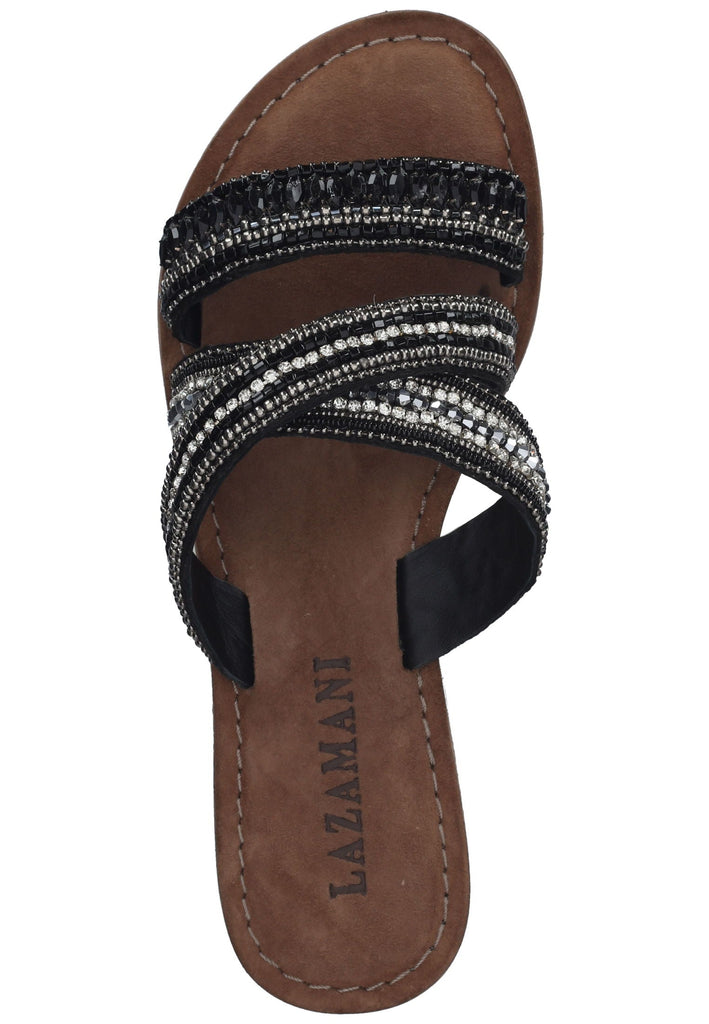 Lazamani Pantoletten Lederimitat/Textil Schwarz