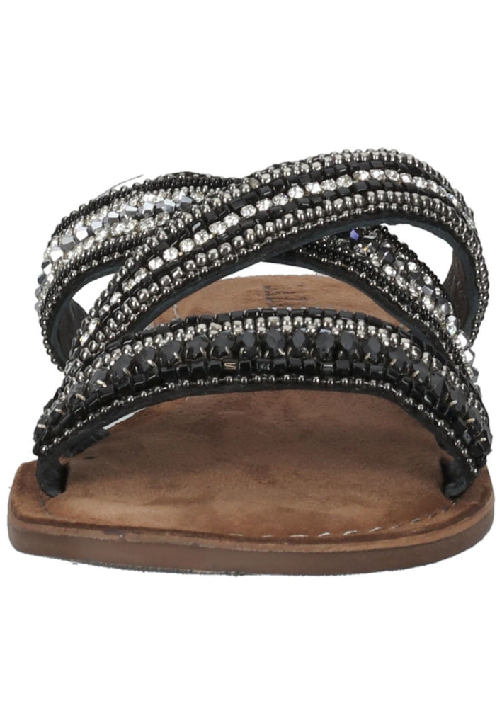 Lazamani Pantoletten Lederimitat/Textil Schwarz