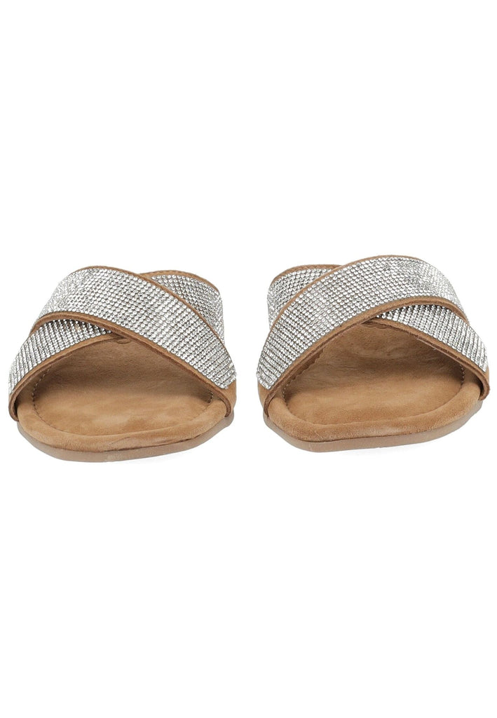 Lazamani Pantoletten Veloursleder/Textil Silber