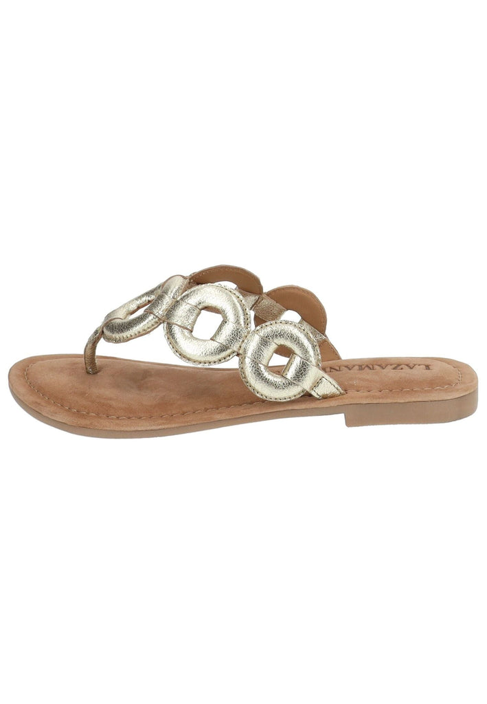 Sandalen Lazamani Zehensteg Leder Gold