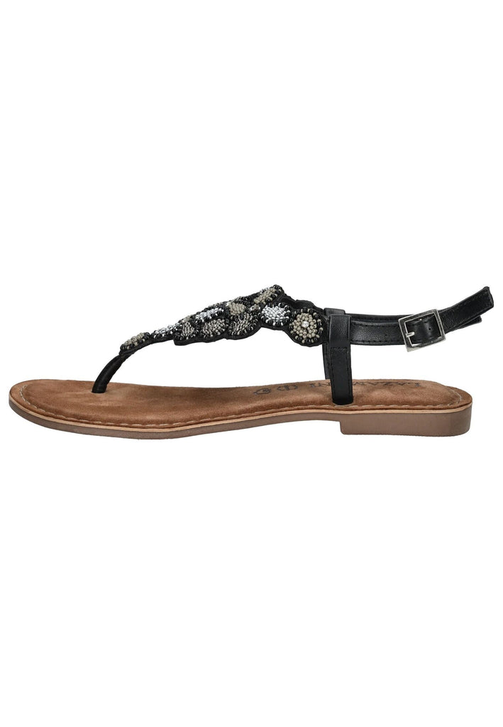 Sandalen Lazamani Zehensteg Leder Schwarz