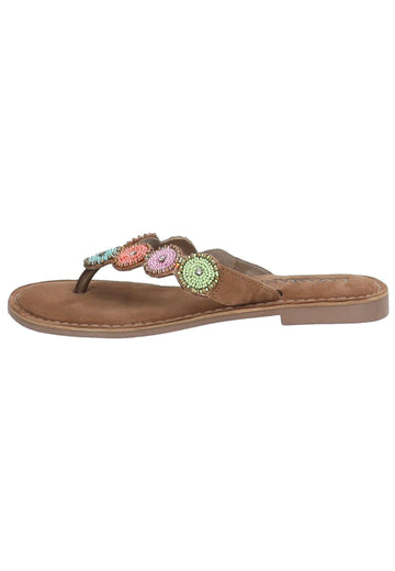 Sandalen Lazamani Zehensteg Leder/Textil Multi
