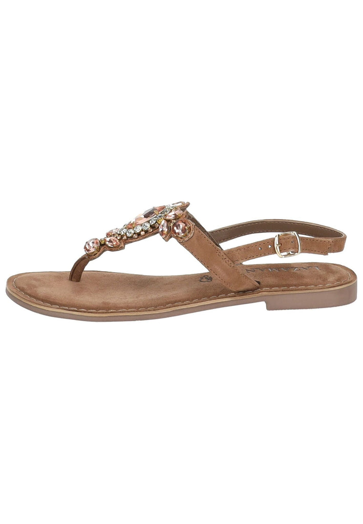 Sandalen Lazamani Zehensteg Veloursleder/Textil Taupe