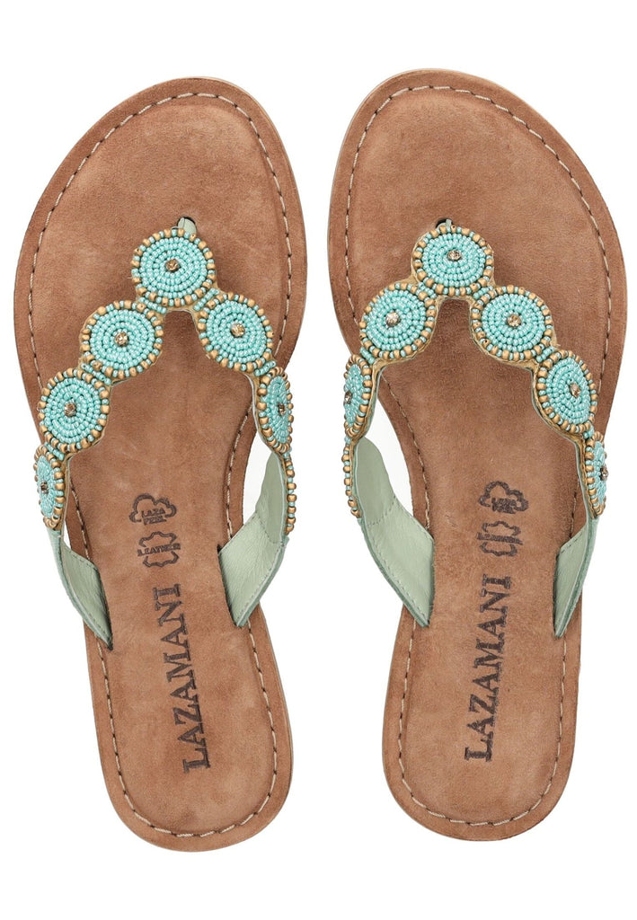 Lazamani Sandalen Leder/Textil Aqua