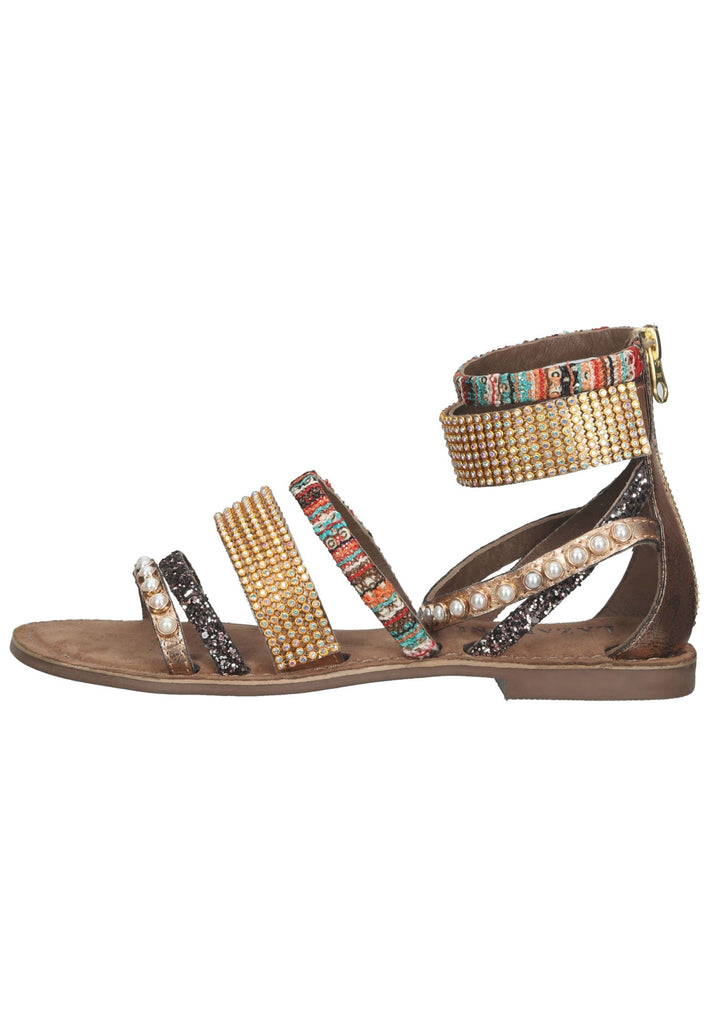 Lazamani Sandalen Leder/Textil Copper