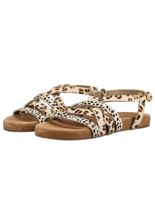 Lazamani Sandalen Leder/Textil Leopard